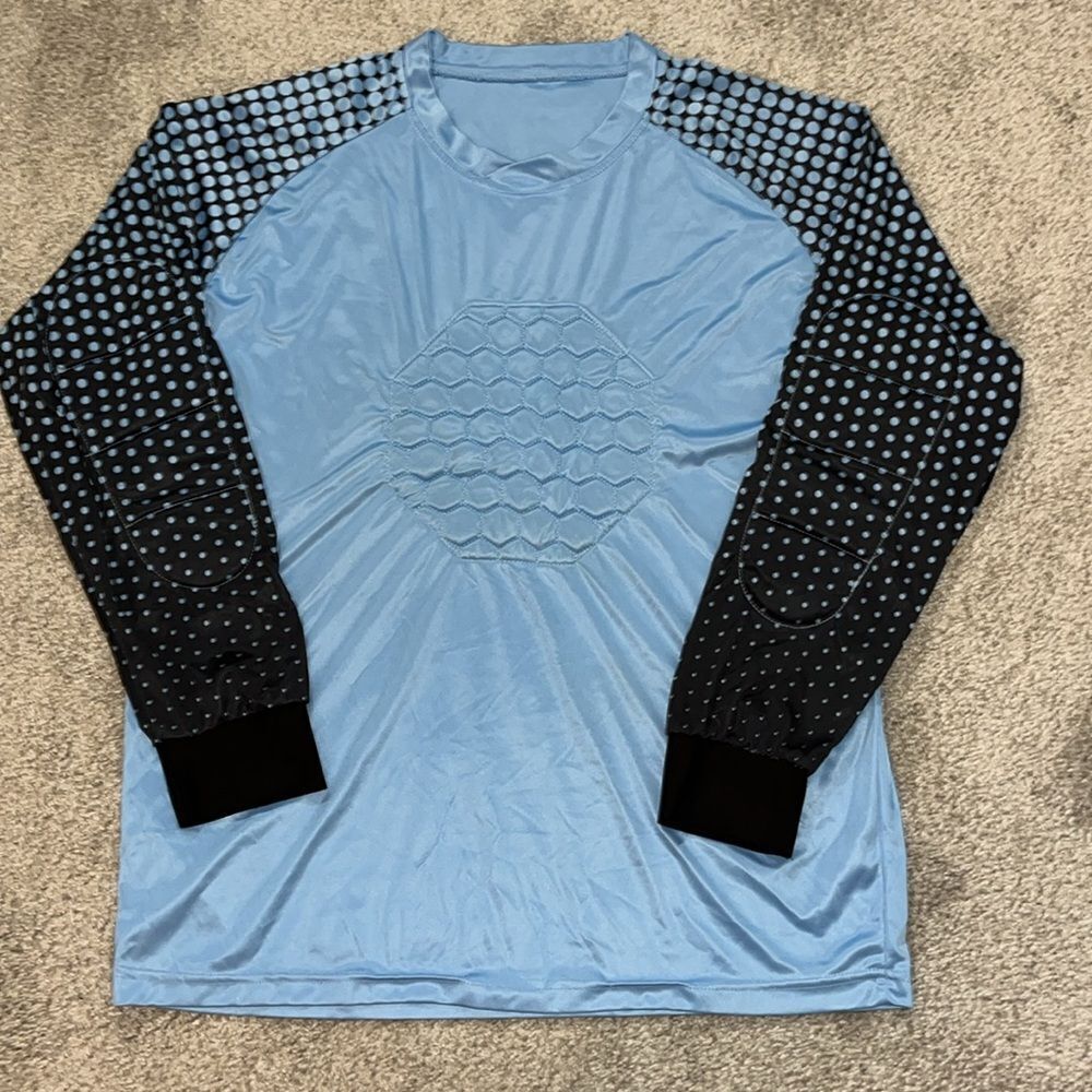 Manchester City Color Carolina Blue Black padded LS GK Goalie padded jersey L LG